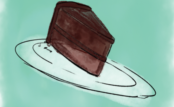 illustration of a slice of chocolate cake
